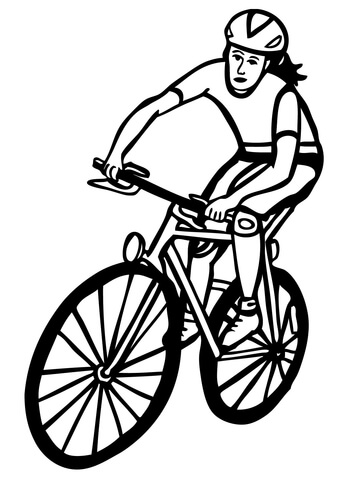 Woman Cyclist Coloring Page